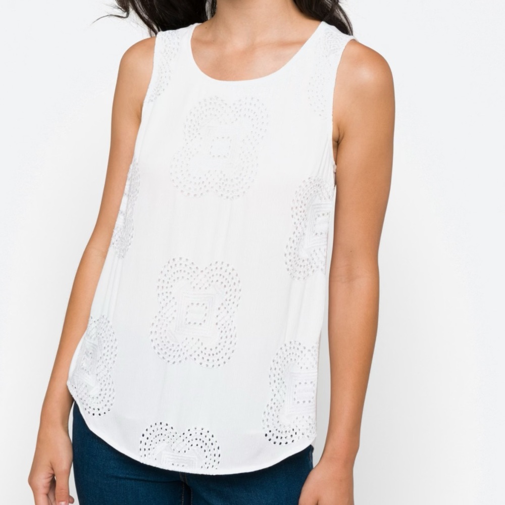 Lovina embroidered mixed material top
